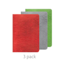 Soft Cover Notebook 3 Pack - Red, Green and Silver