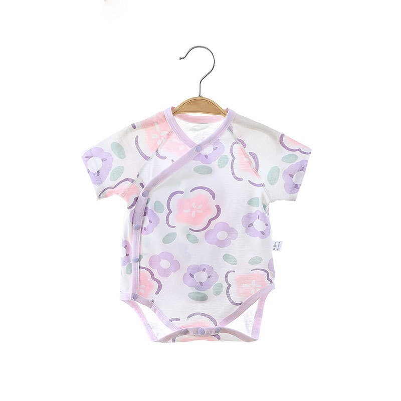 Simple Cartoon Print Summer Baby Rompers Girls Clothing