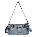 Small shoulder purse denim women's retro summer shoulder bag blue patchwork shoulder hobo handbag