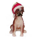 Dog in a Santa Hat Ornament - Boxer