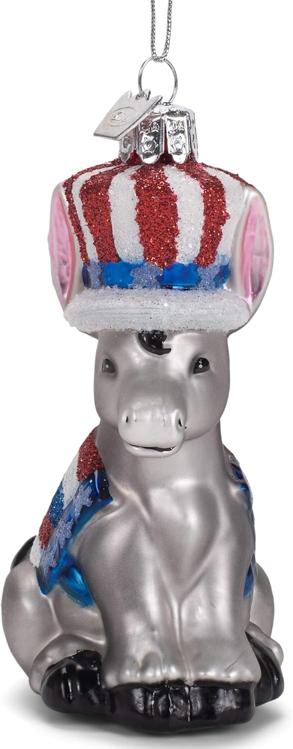 Nobel Gems Political Glass Ornament - Democratic Donkey
