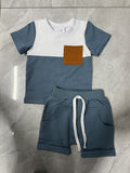 Color Matching Short Sleeve Shorts Suit