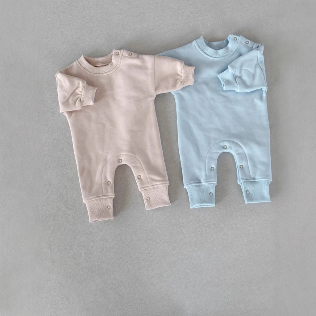 Children's Fleece Solid Color Stylish Thick Romper Jumpsuit