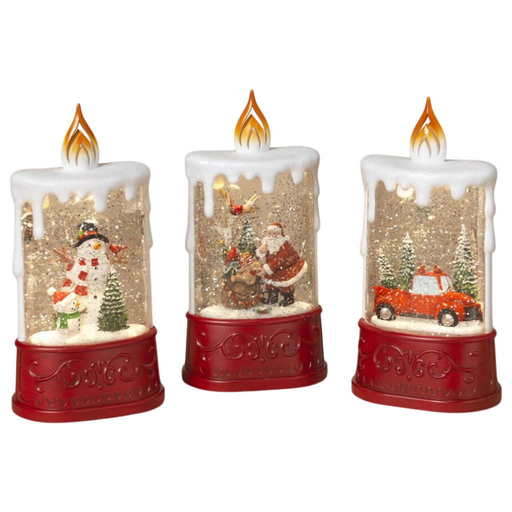 Christmas B/O Lighted Spinning Water Globe Candle
