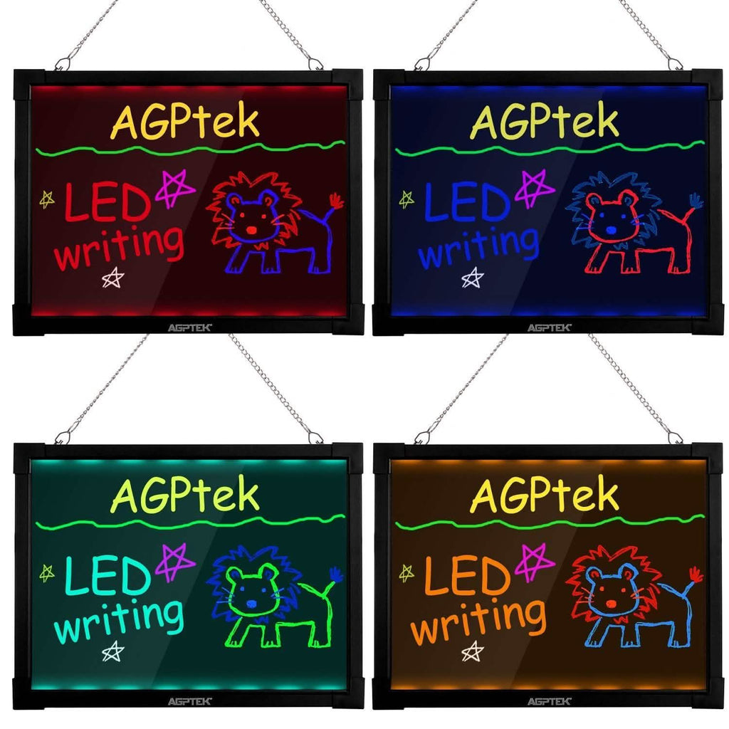 AGPtek 24"×16" LED Message Board Illuminated Erasable with Remote Control