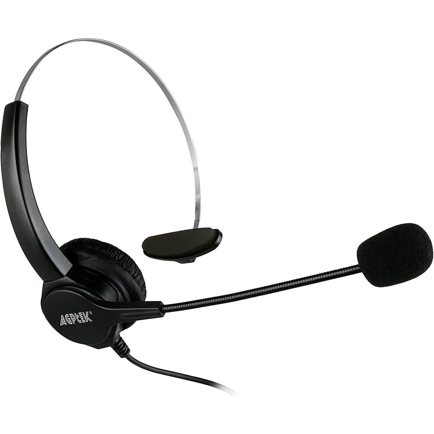 AGPtEK Call Center Hands-Free Noise Cancelling Corded Monaural Headset with Mic Mircrophone