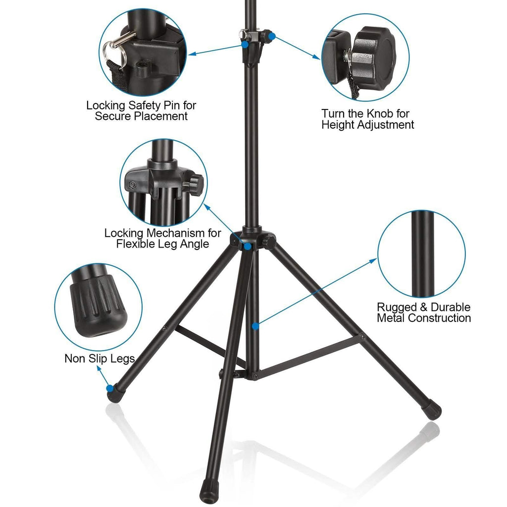 AGPtEK Microphone Stand Wind Screen Bracket with Adjustable Non-slip Tripod Base
