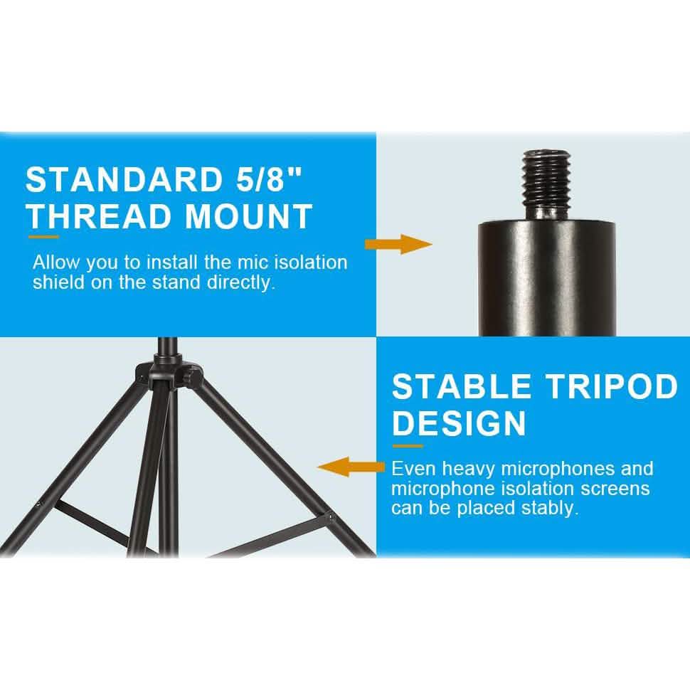 AGPtEK Microphone Stand Wind Screen Bracket with Adjustable Non-slip Tripod Base