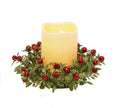 Berry Candle Ring with LED Candle - Red Berries