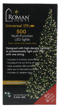 USB powered 500 Superbright LED (41 foot) Green Wire Multifunction Lights with Timer - Warm White