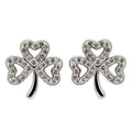 White Swarovski Crystal Shamrock Stud Earrings