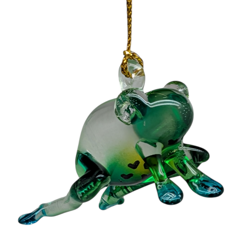 Playful Frog Glass Ornament