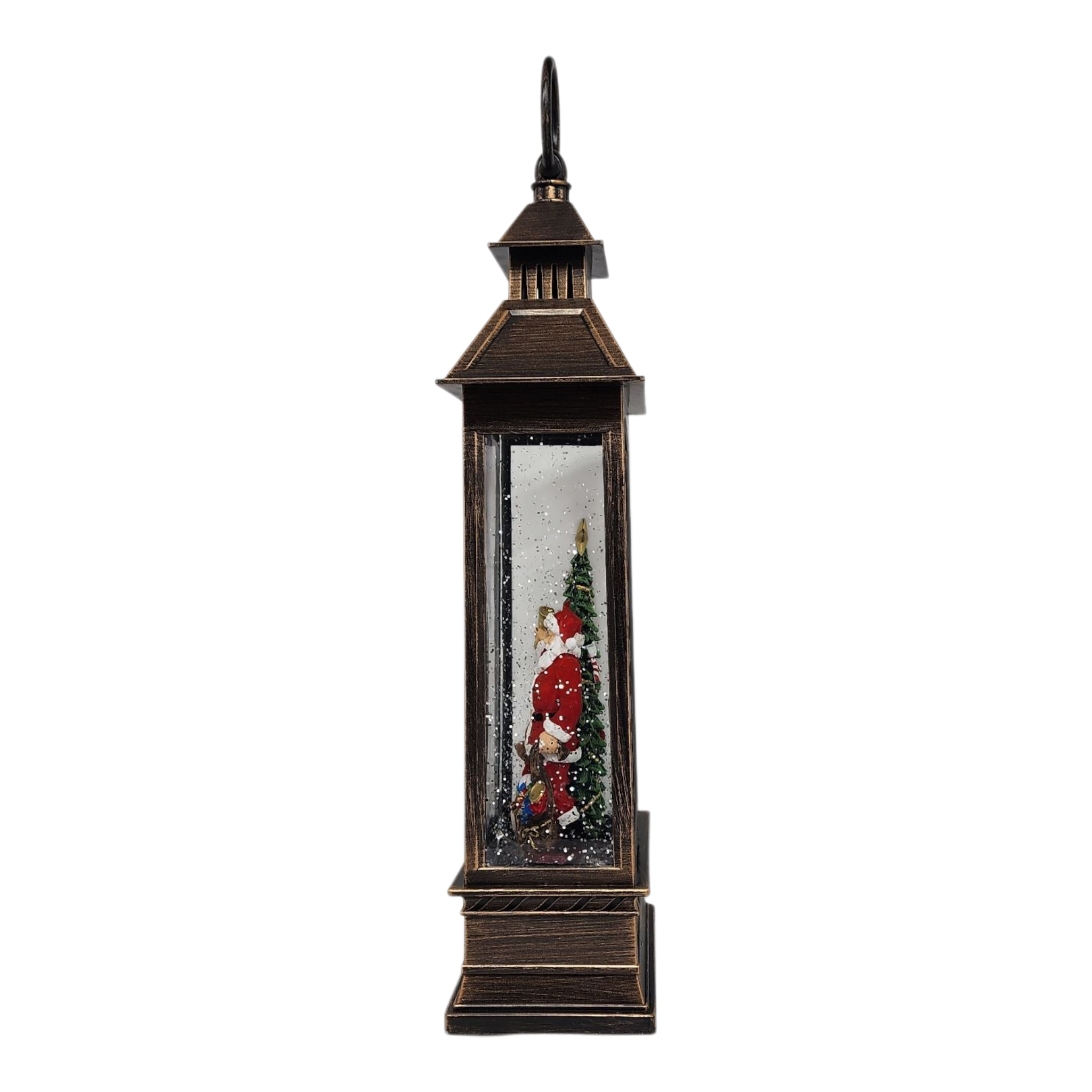 Lighted Spinning Waterglobe Lantern - Santa Delivering Gifts
