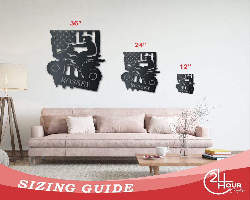 Customizable American Quad Metal Sign | Indoor Outdoor | Up to 46" | Over 20 Color Options