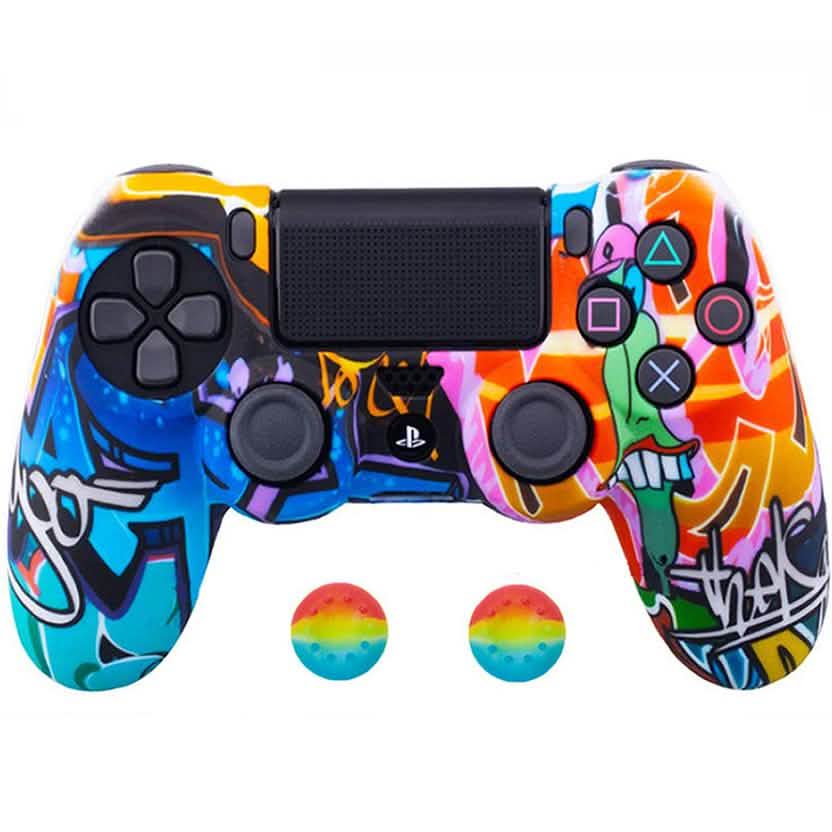 Anti-slip PS4 Silicone Cover & Thumb Grip Set