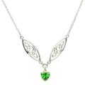Silver Trinity Green Heart Necklace