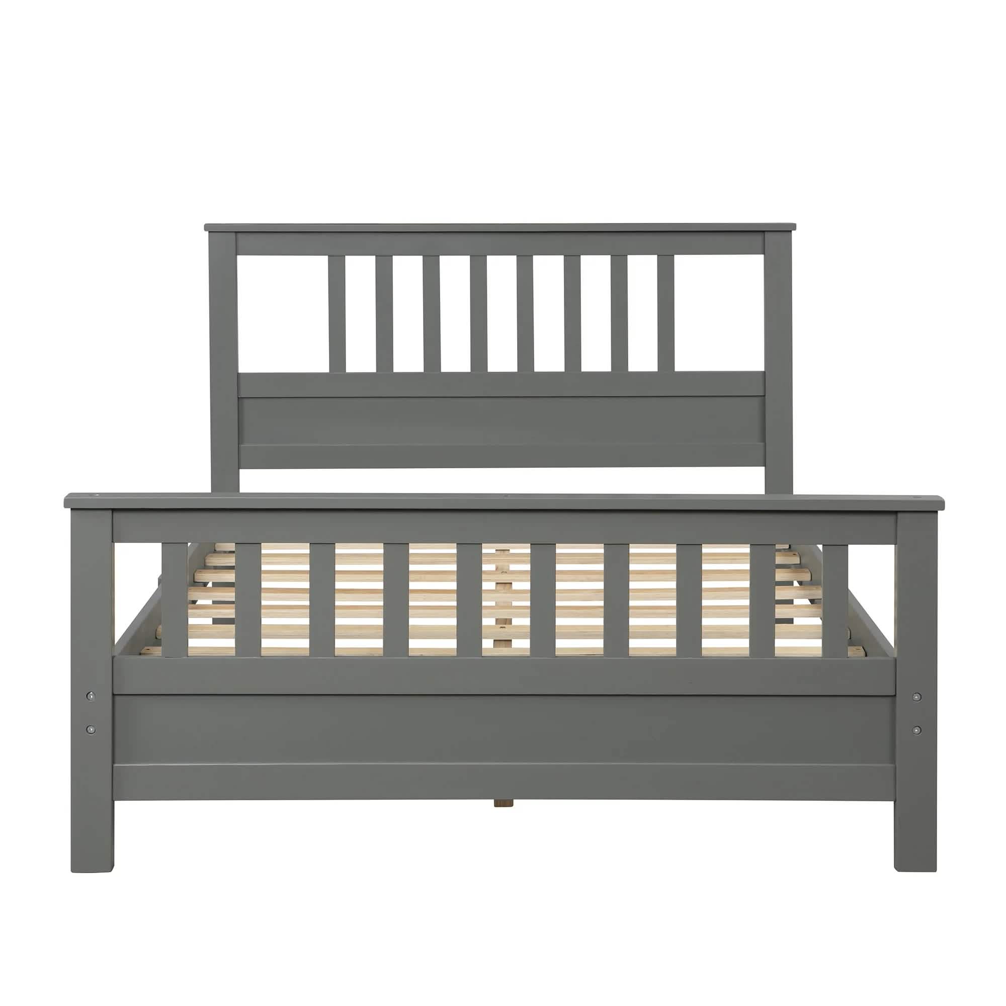 Anysun Full Size Bed Frame Solid Wood Platform Bed with Headboard for Kid's