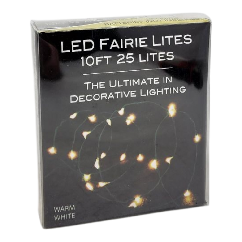 10' Battery Operated 25-Light Warm White Fairy LED Green Wire Light Set