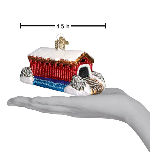 Covered Bridge Glass Blown Ornament