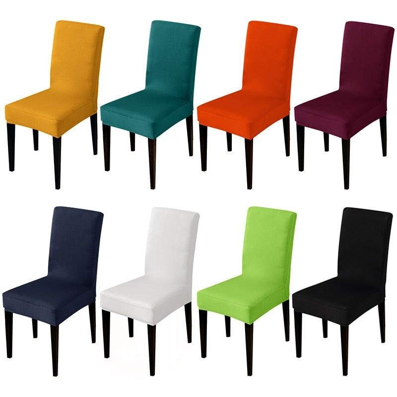 Armless Removable Washable Elastic Dinner Universal Spandex Solid Chair Slip Covers Set Colors For Choice Universal Size Chair Cover