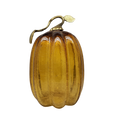 Handblown Glass Amber Pumpkin with Metal Stem - 9 Inch