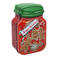 Jar Shaped Christmas Cookie Gift Tin -  Happy Holidays Gingerbread