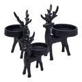 Iron Matte Black Reindeer Candle Holder  3 Piece Set