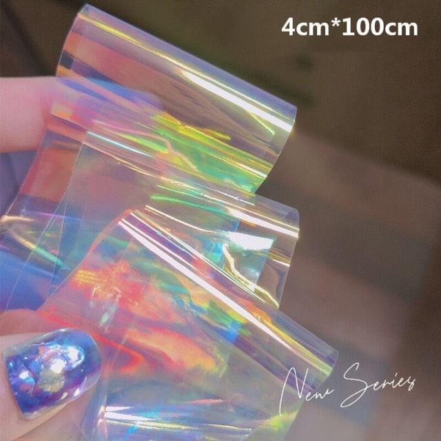 Aurora Nails Glass Foil Film Sticker Cellophane Paper Korean Nail Trend Design Ice Cube Manicure Accessories Heart Nail Art Stickers Glitter Decals Decoration Stickers Glitter Decals Love Nail Sequins Laser Heart Nail Supplies Sparkle Nail