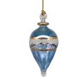Lattice Glass Ornaments With Gold Accents - Light Blue Teardrop
