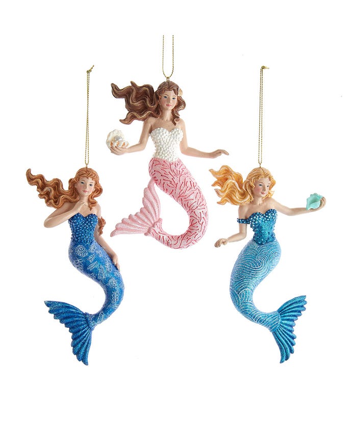 Mermaid With Ocean Pattern Ornament -
