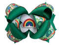 St. Patrick's Day Mommy's Pot Of Gold Rainbow Stacked Boutique Hair Bow