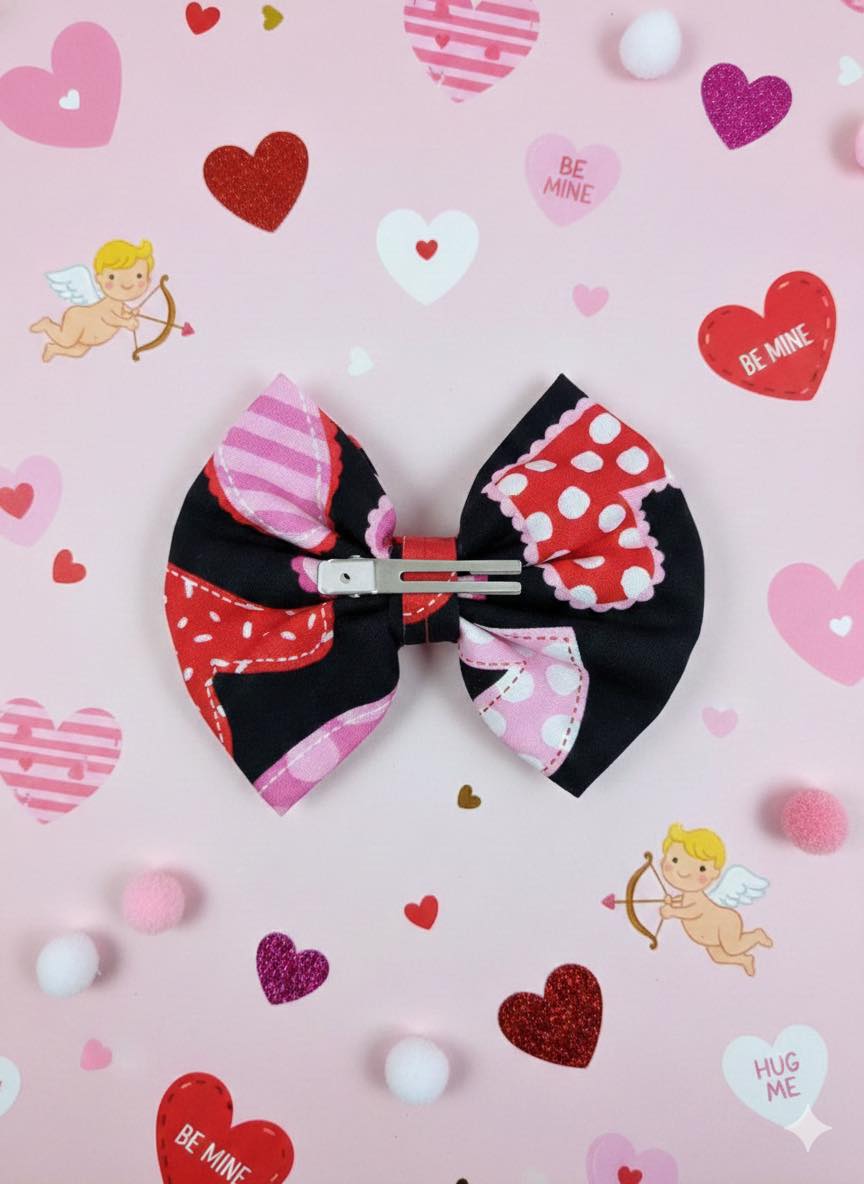 Handmade Valentine’s Day Fabric Hair Bows