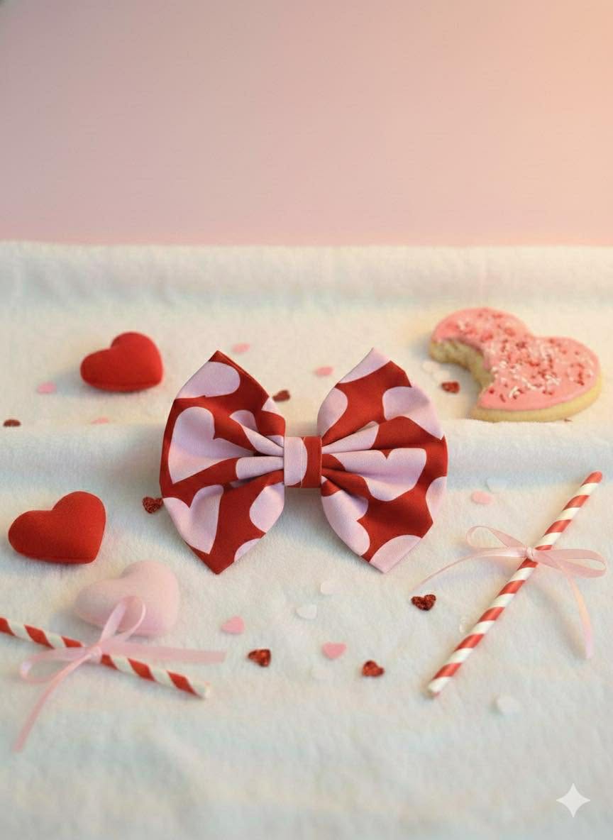 Handmade Valentine’s Day Fabric Hair Bows