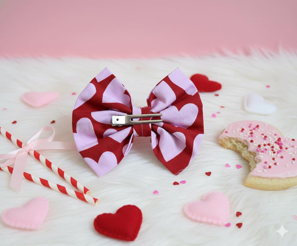 Handmade Valentine’s Day Fabric Hair Bows