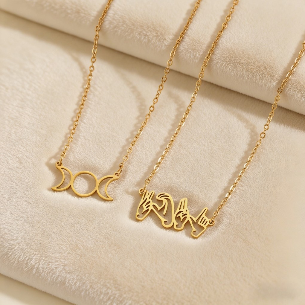 Trendy Hollow Moon & Star Pendant Necklace