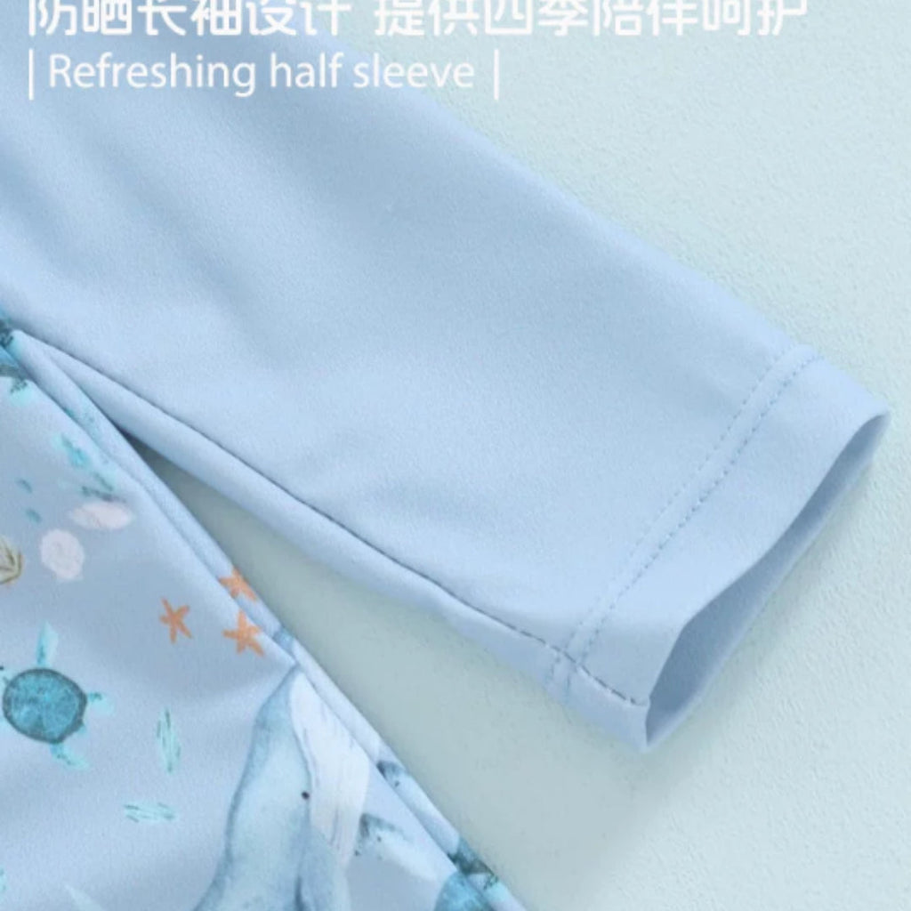 Baby Long-sleeved Onesie Swimsuit With Sun Protection for Boys And Girls