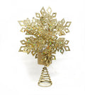 LED Snowflake Treetop with Timer - 12 Inch - Gold