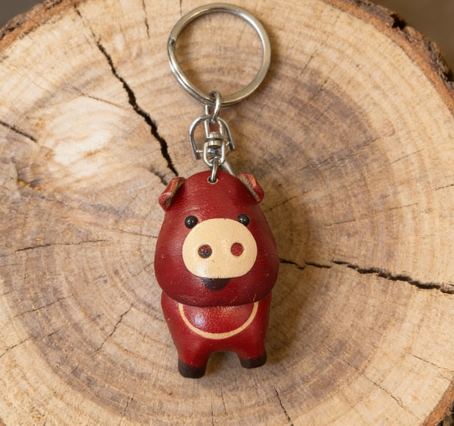 Little Pig Leather Keychain
