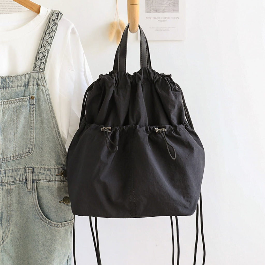 Casual Versatile Drawstring Bucket Bag for Female - Textured Nylon Backpack, Lightweight & Portable Travel Companion (Copy)