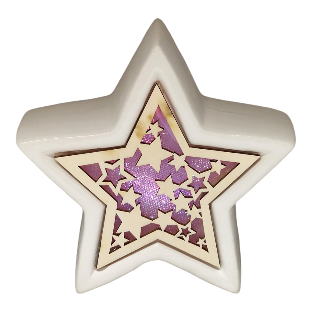 Color Changing Dolomite & Wood Decor - Star