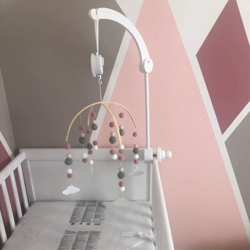 Baby Nordic Wooden Beads Wind Chimes with Wool Balls Nursery Mobile Crib Bed Bell Baby Bedroom Ceiling Wooden Beads Wind Chime Hanging Newborn Baby Bed Hanging Wind-bell Crib Tent Kids Room Decorations Ornaments