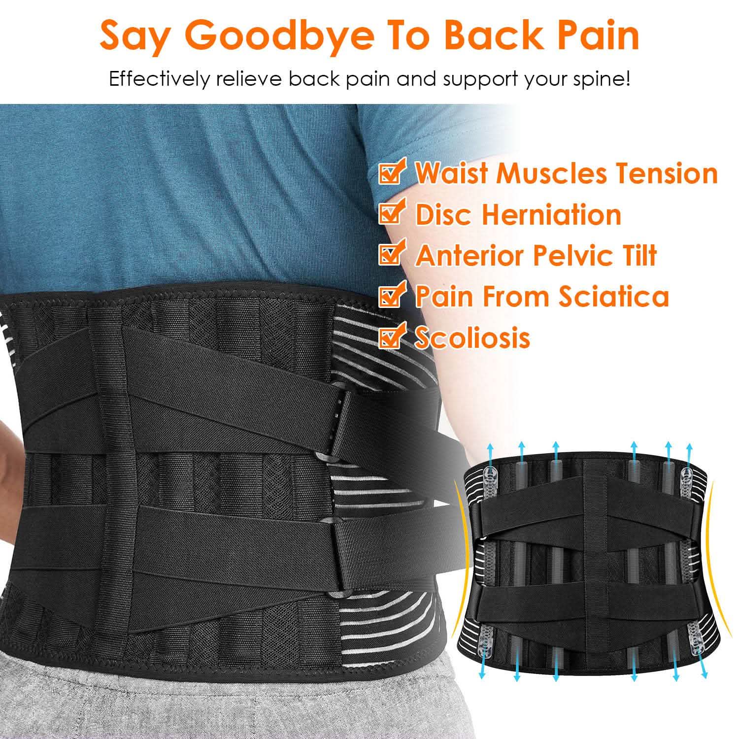 Back Support Brace Breathable Mesh Lumbar Support Belt