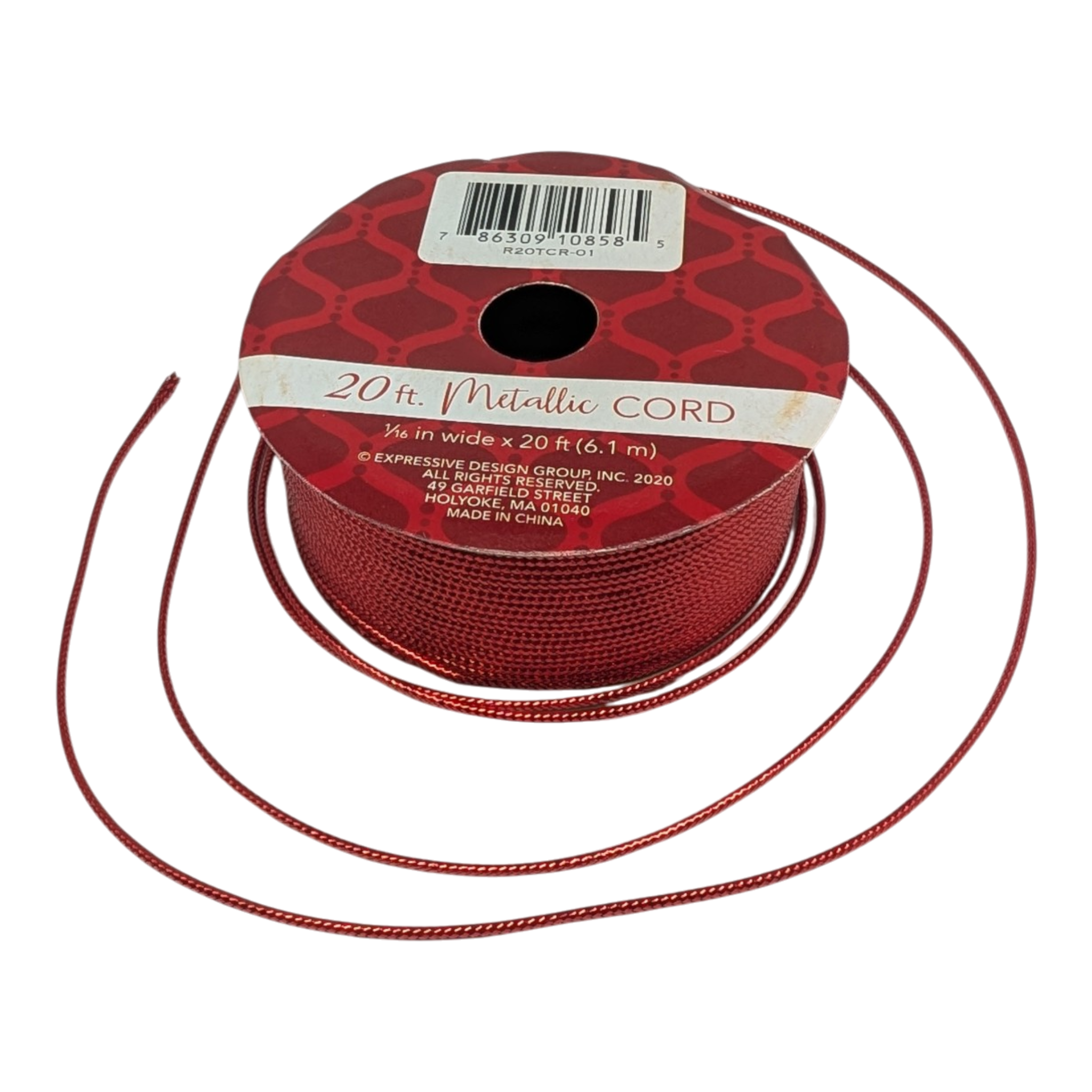 Metallic 20 Foot Wrapping Cord - Red
