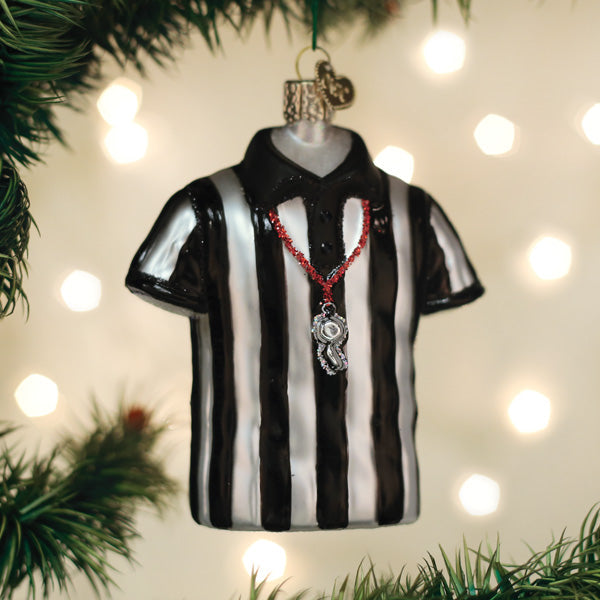 Referee Shirt Glass Ornament