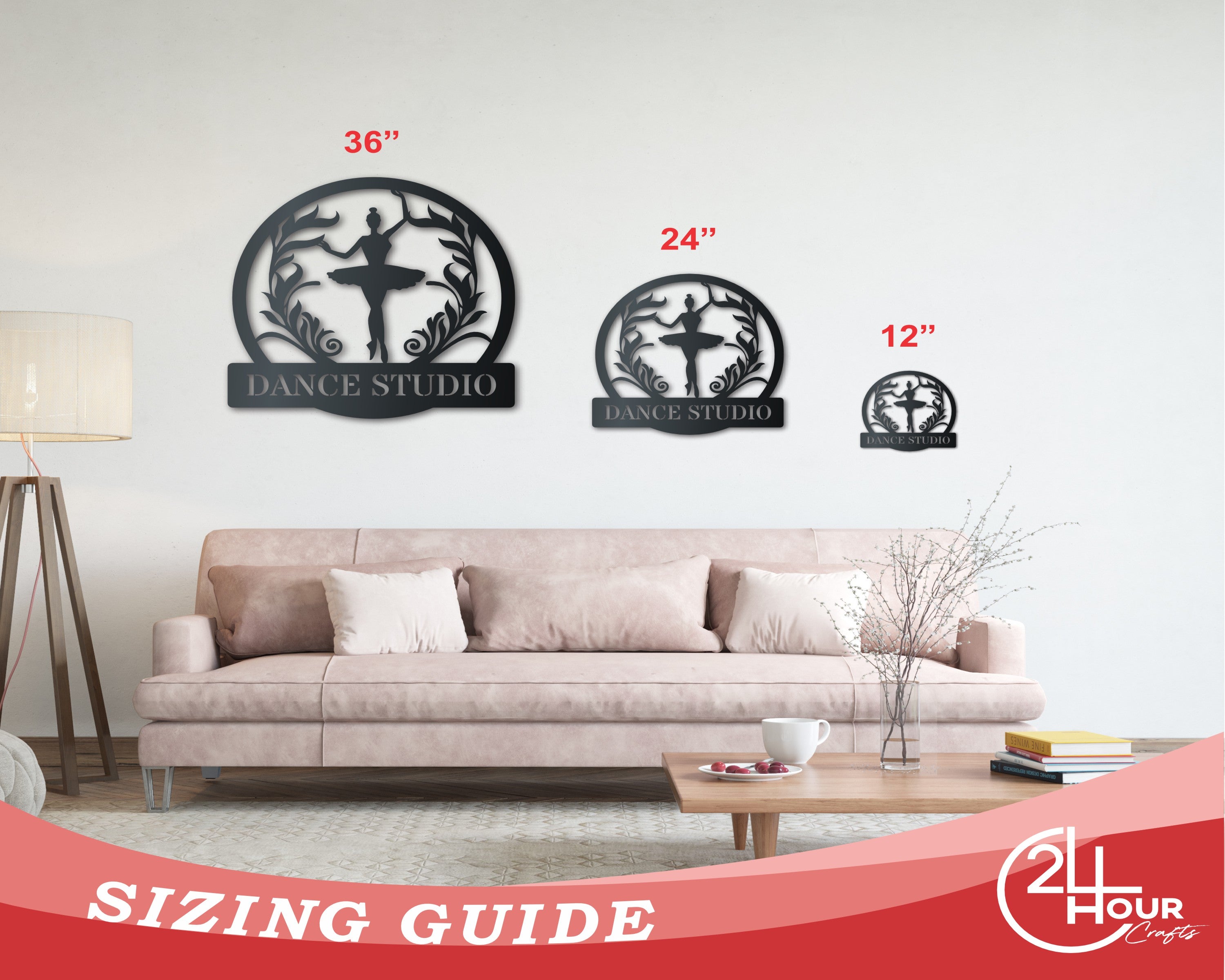 Ballerina Monogram Custom Metal Wall Art | Indoor Outdoor | Up to 46" | Over 20 Color Options