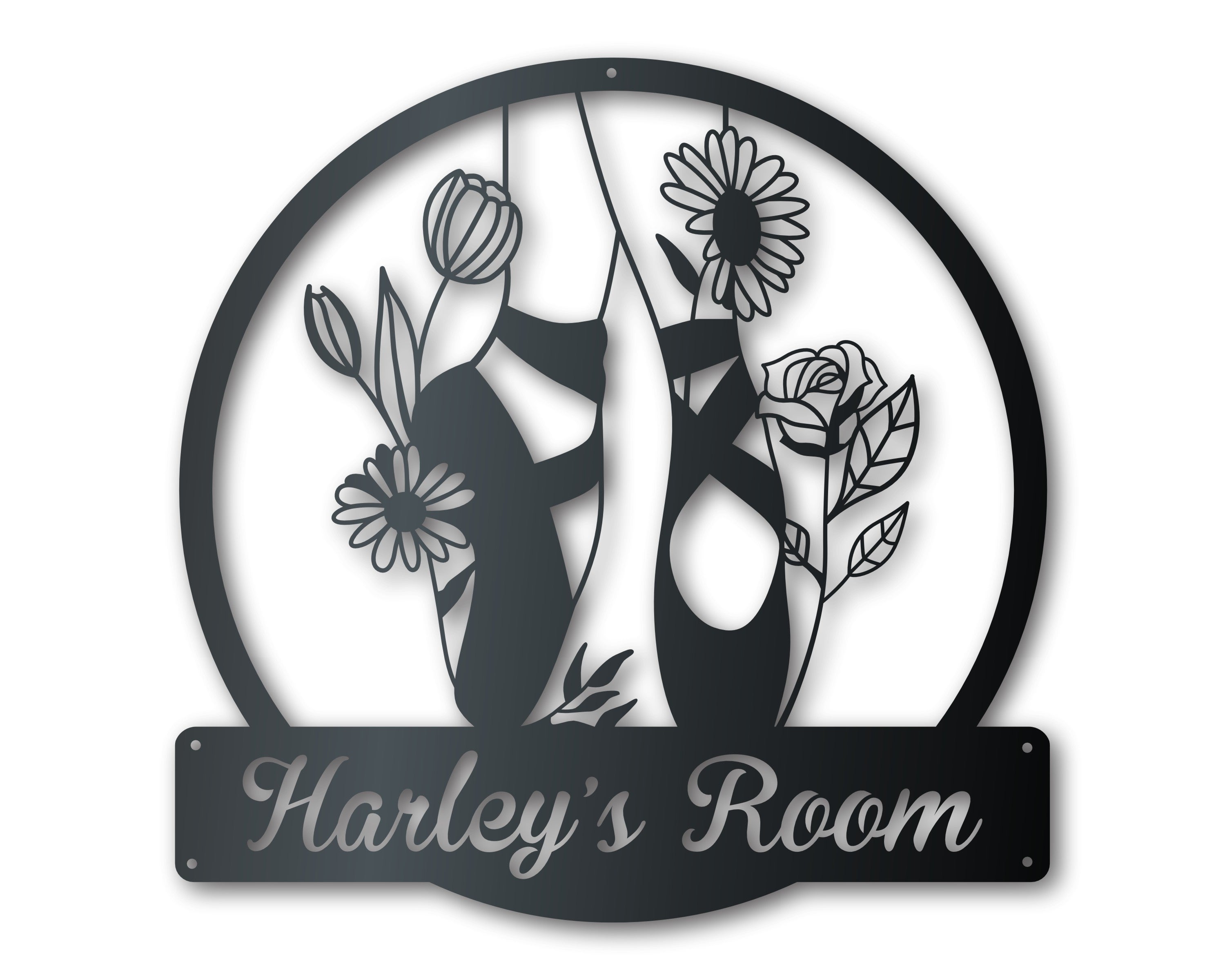 Ballet Flowers Custom Metal Wall Art | Indoor Outdoor | Up to 46" | Over 20 Color Options