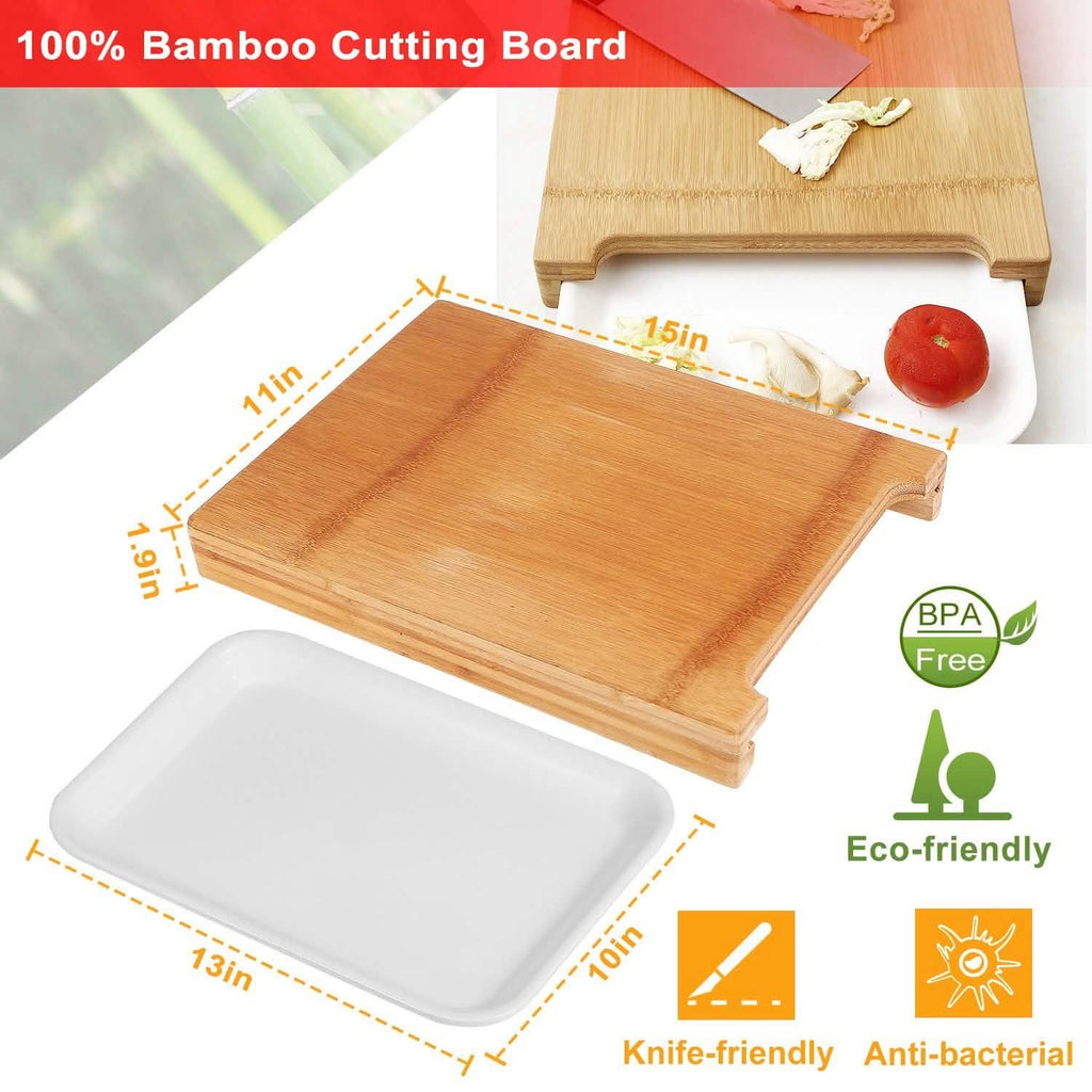 Bamboo Cutting Board with Sliding Draw Tray