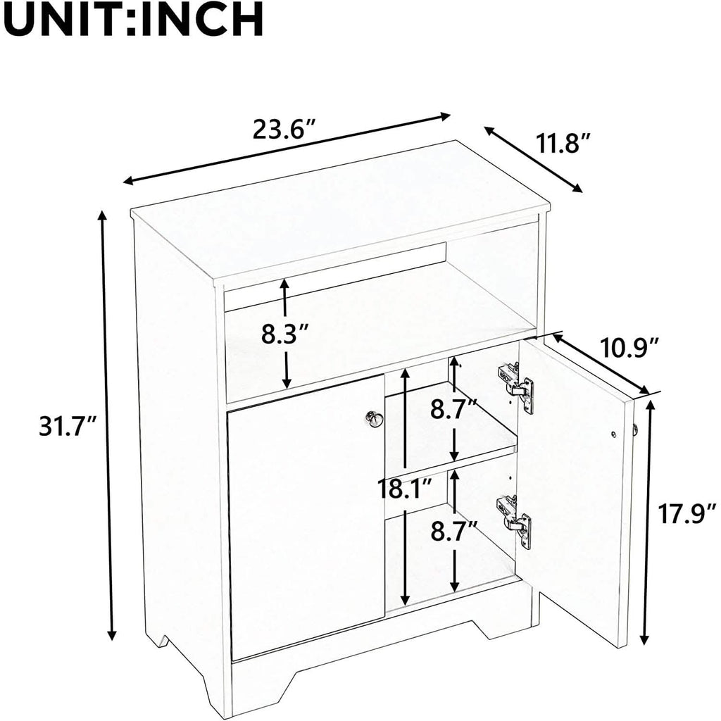 Bathroom Storage Cabinet with Two Doors and Adjustable Shelves