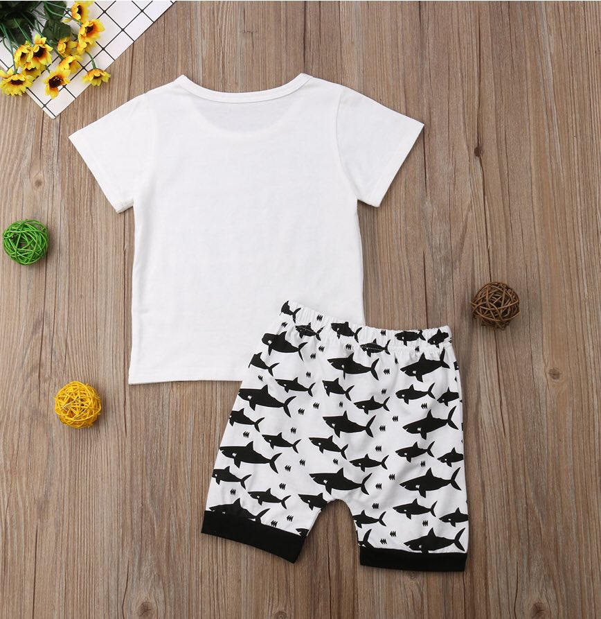 Boy's No Bad Days Shark Short Outfit - EveryNest