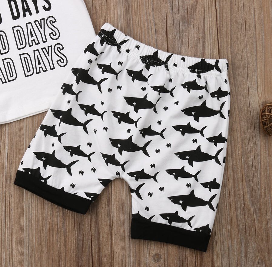 Boy's No Bad Days Shark Short Outfit - EveryNest